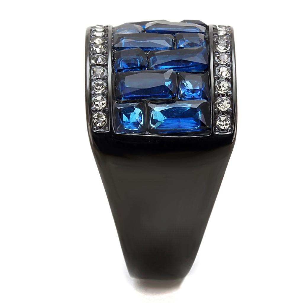 TK3058 - IP Black(Ion Plating) Stainless Steel Ring with Synthetic