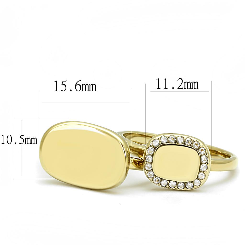 TK3121 - IP Gold(Ion Plating) Stainless Steel Ring with AAA Grade CZ