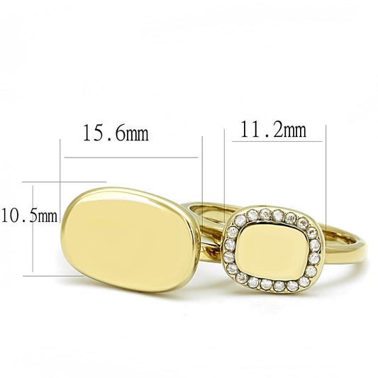 TK3121 - IP Gold(Ion Plating) Stainless Steel Ring with AAA Grade CZ