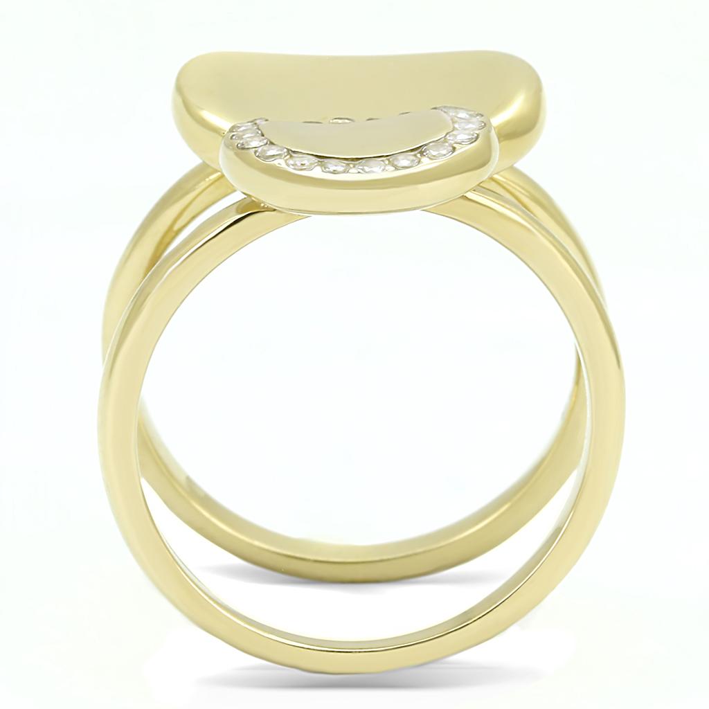 TK3121 - IP Gold(Ion Plating) Stainless Steel Ring with AAA Grade CZ