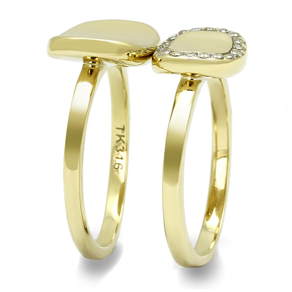 TK3121 - IP Gold(Ion Plating) Stainless Steel Ring with AAA Grade CZ