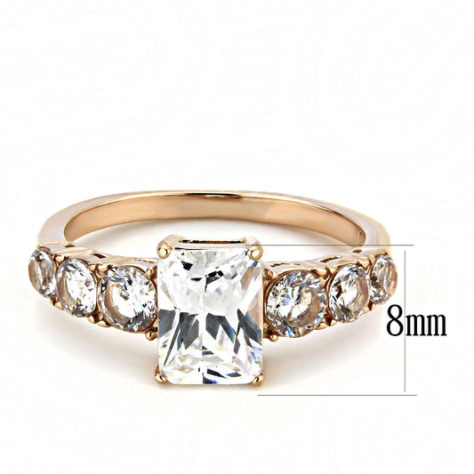 TK3517 - IP Rose Gold(Ion Plating) Stainless Steel Ring with AAA Grade