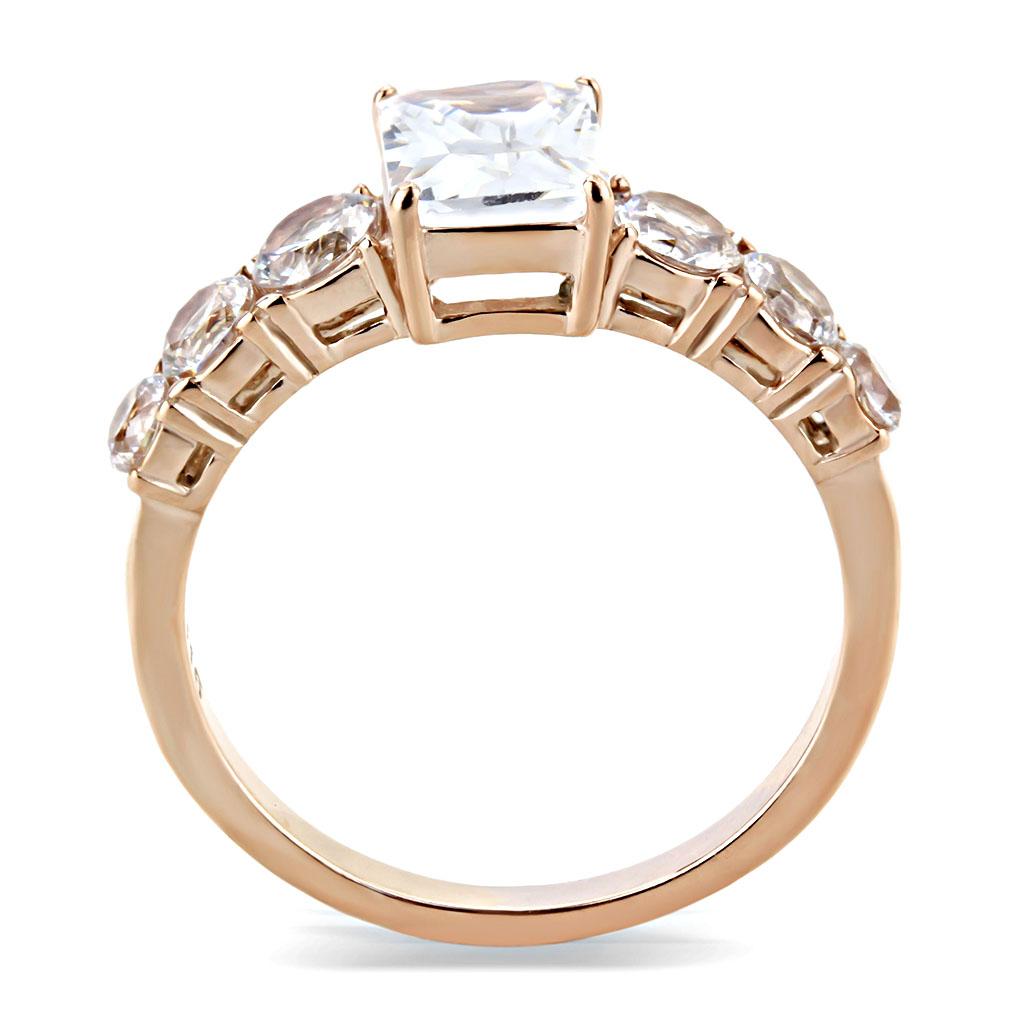 TK3517 - IP Rose Gold(Ion Plating) Stainless Steel Ring with AAA Grade