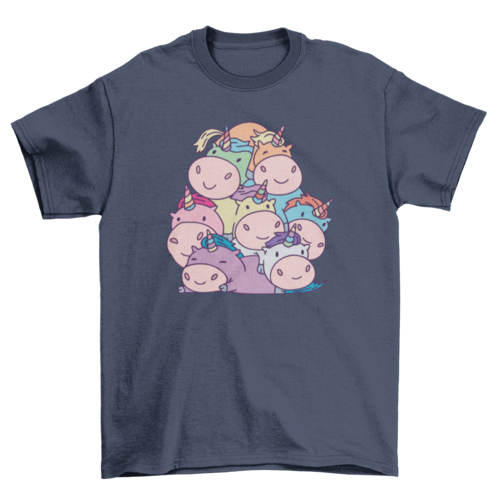 Cute unicorn pile t-shirt