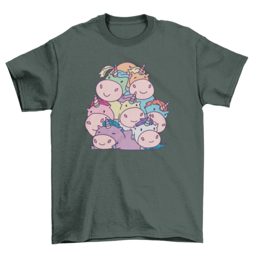 Cute unicorn pile t-shirt