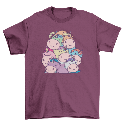 Cute unicorn pile t-shirt