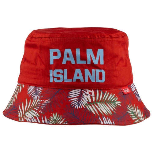 Summer Bucket Hat for Toddlers-Palm Island Artwork Kid Hat for 4-8