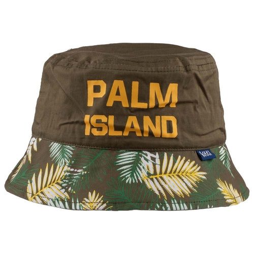 Summer Bucket Hat for Toddlers-Palm Island Artwork Kid Hat for 4-8