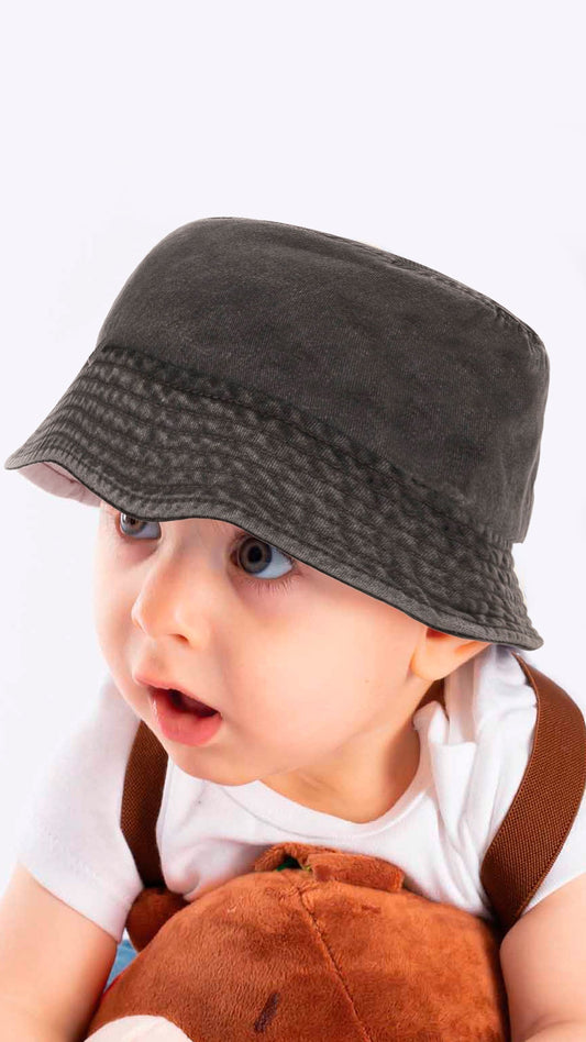 Bucket Hat for 4-8 Year Old Kids - Fedora Style Hat Faded Denim