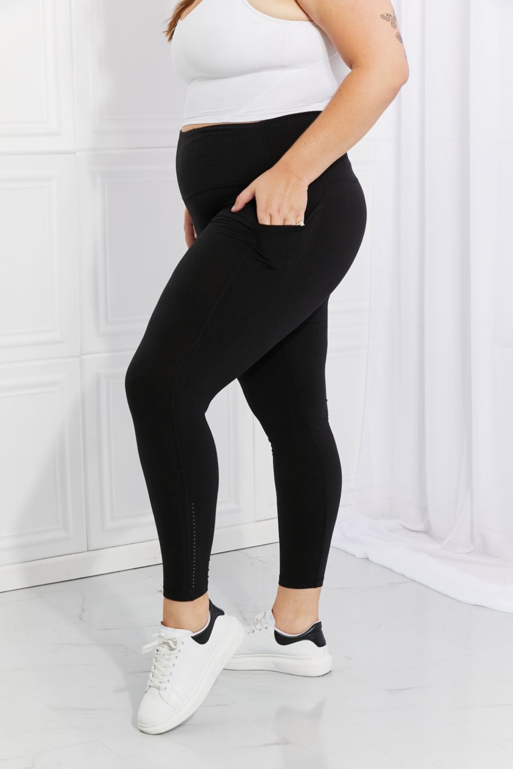 Leggings Depot Full Size Strengthen and Lengthen Reflective Dot Active