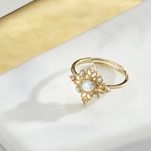 LuxeJewels™ – Ethereal Moonstone Pearl Ring