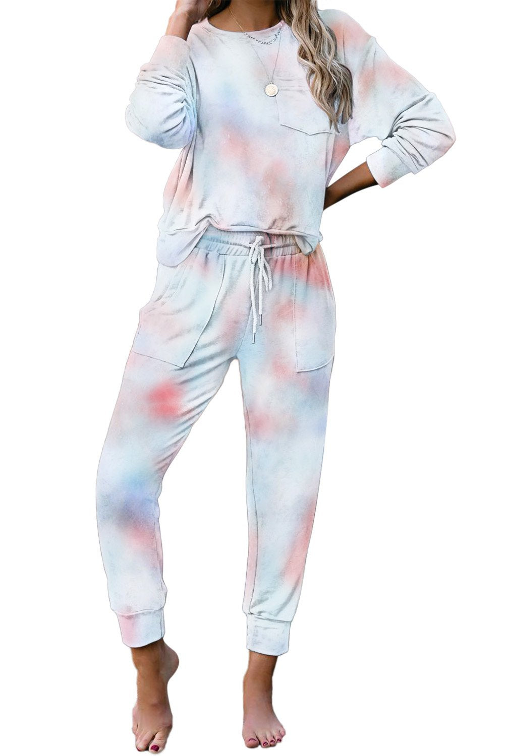 Multicolor Tie-dye Knit Lounge Set