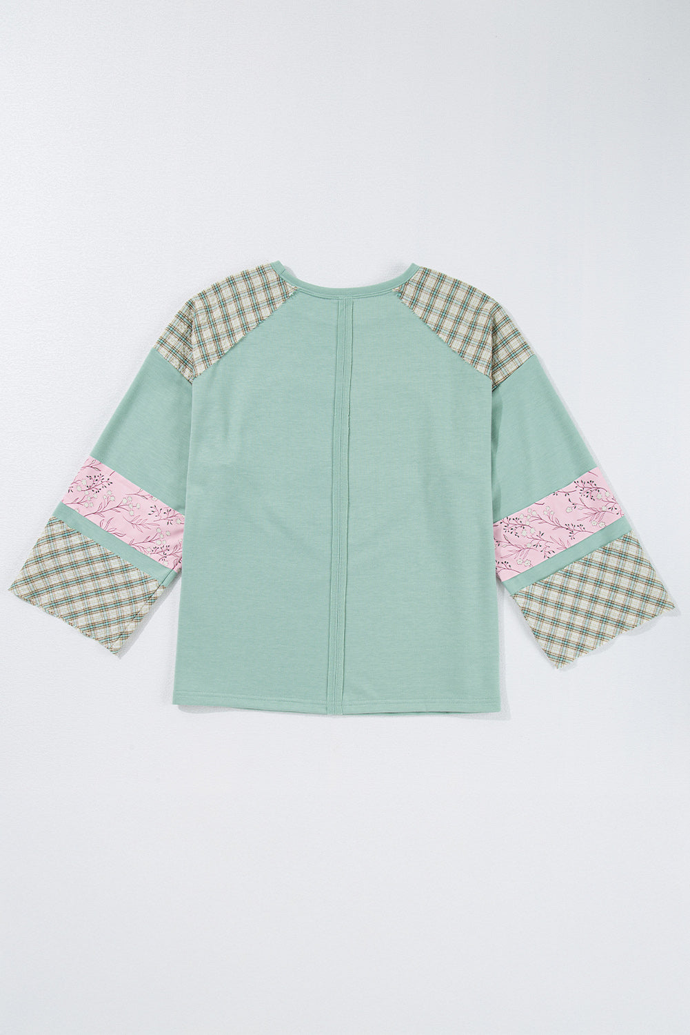 Valentine Heart Plaid Floral Patchwork Long Sleeve Top