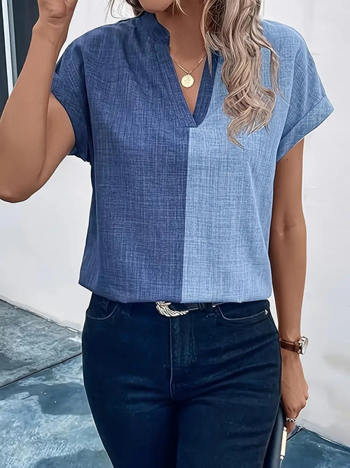 V-neck Short-sleeved T-shirt Slimming Dress Versatile Simple Top