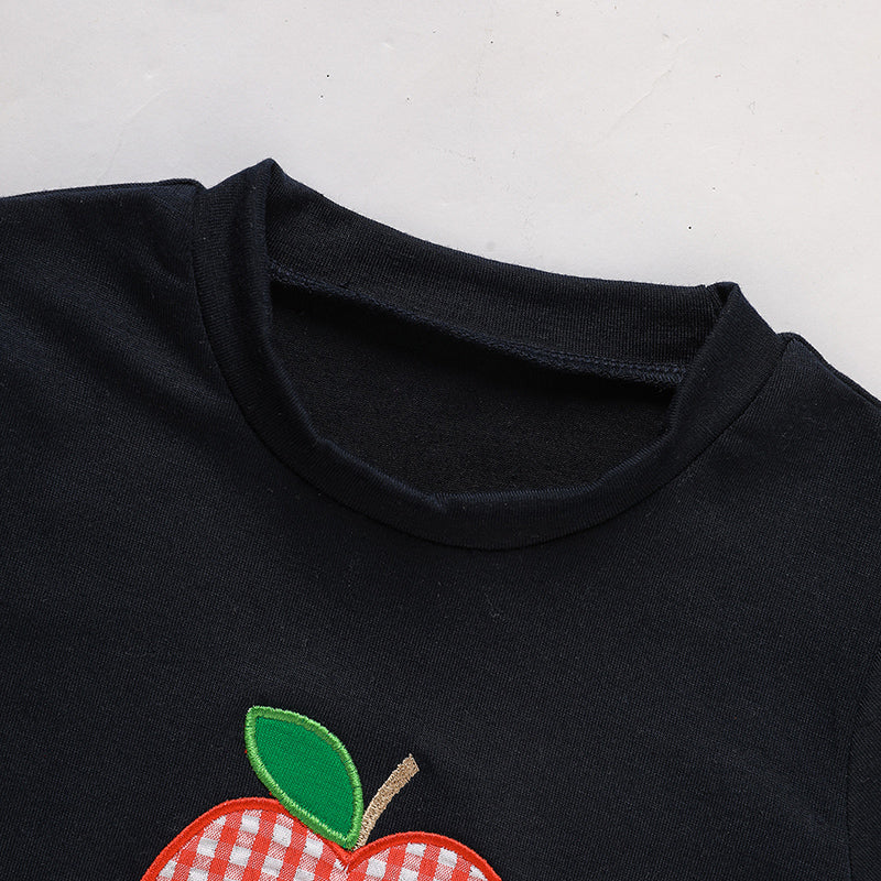 Toddler Baby Boy Back To School Outfit Summer Applique T-Shirt & Red