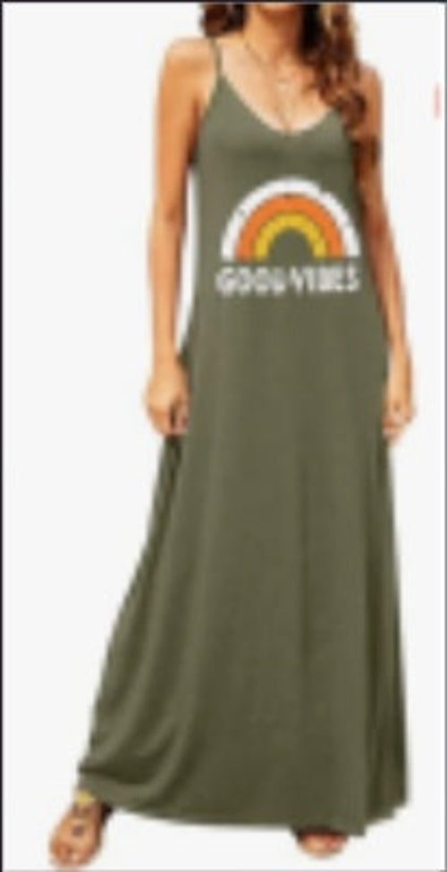 Supnier Women's Summer Maxi Dress Casual V-Neck Sleeveless Bohemian
