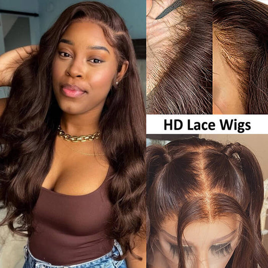 Chocolate Brown 4x4 Lace Closure Wig Human Hair Color Body Wave