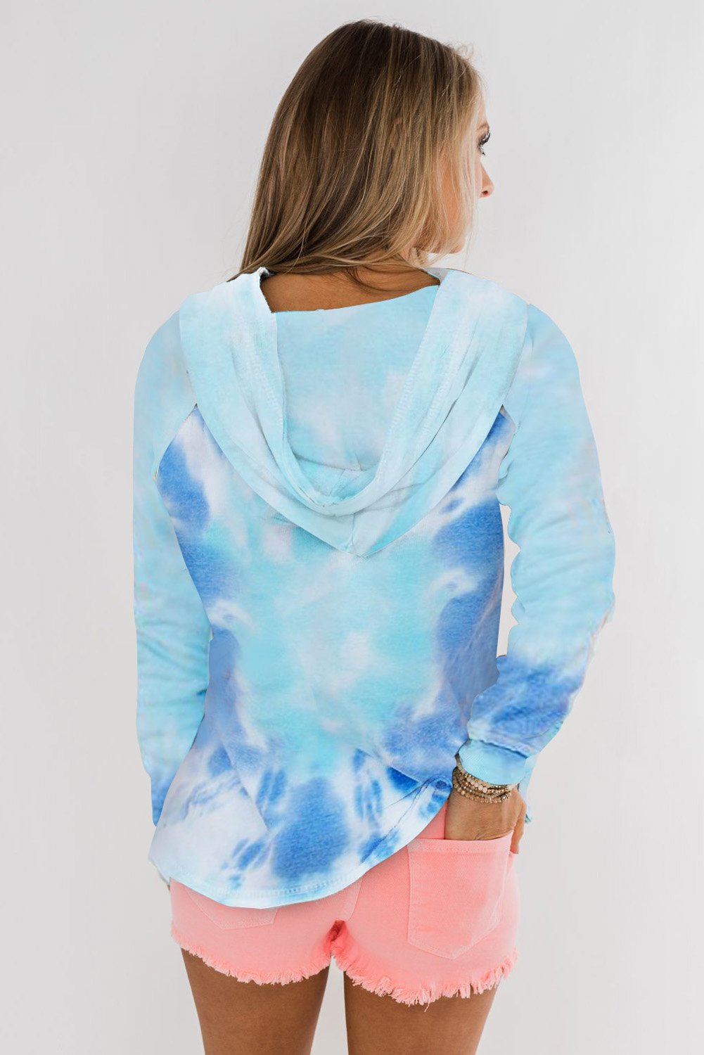 Tie-dye Pattern Drawstring Pullover Hoodie