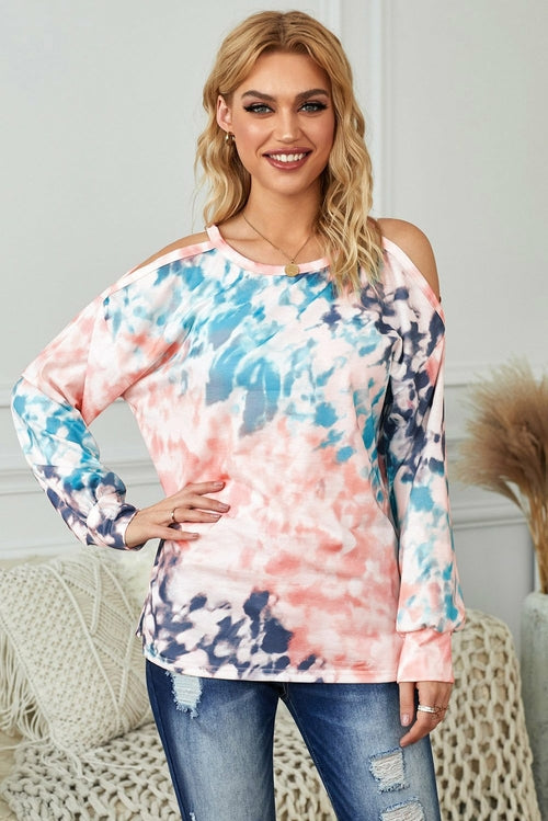 Waves Tie Dye Cold Shoulder Top