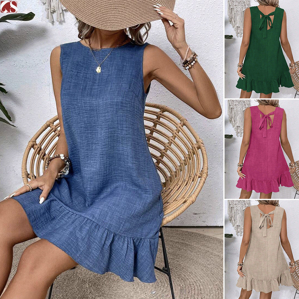 Summer Ruffle Dress Fashion Loose Sleeveless Straight Beach Dresses