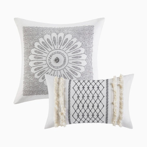 King Cal King Cotton Printed Duvet Cover Set With Chenille