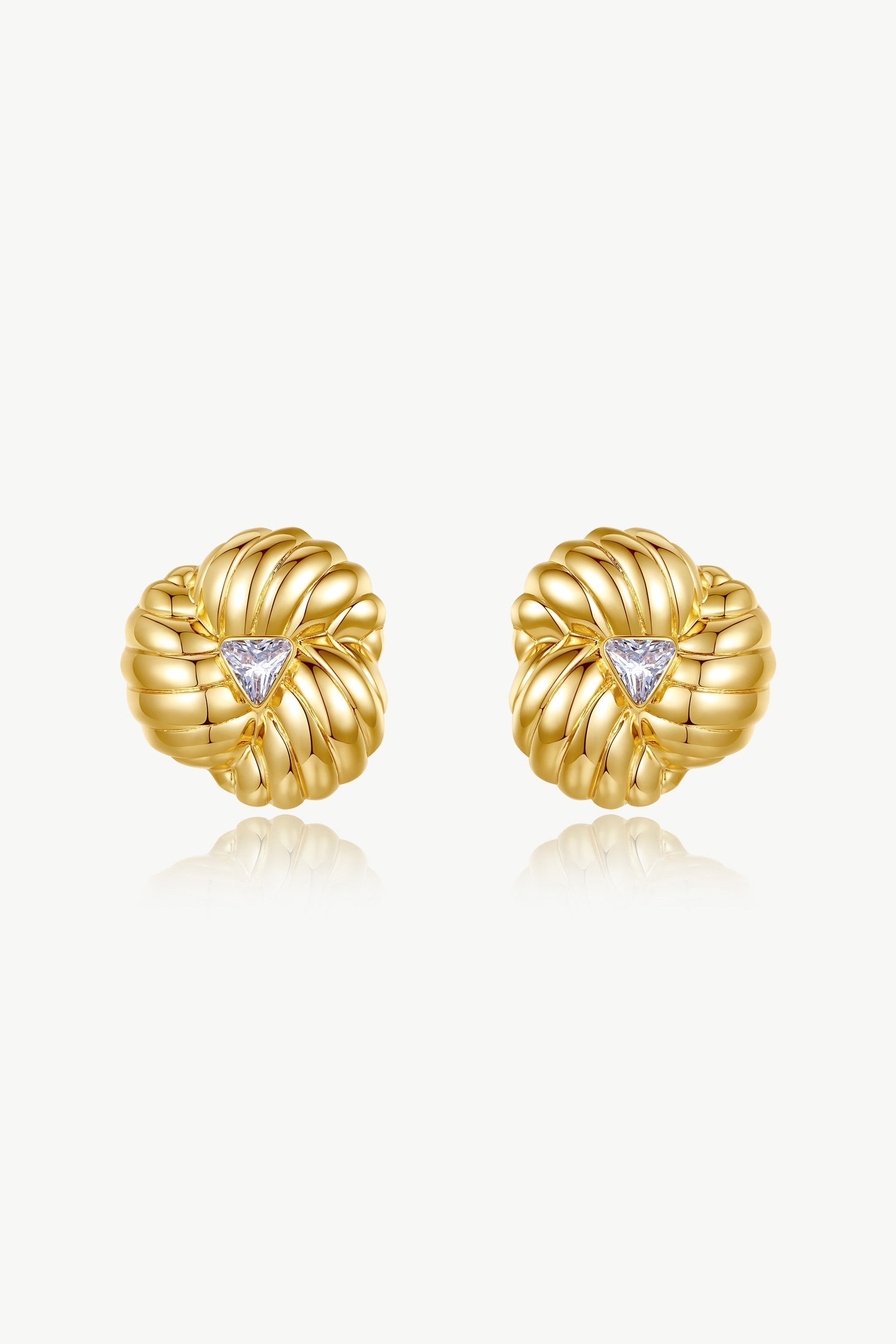 Gold Clover Designed Stud Earrings