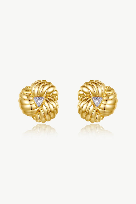 Gold Clover Designed Stud Earrings