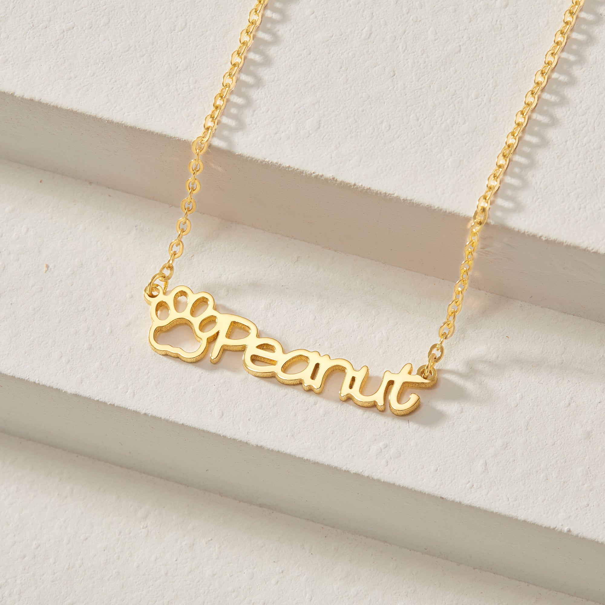 Dog Name Necklace, Cat Mom Gift, Pet Paw Necklace, Pet Lover Gift