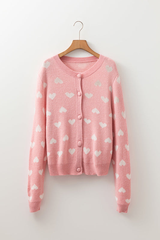 Valentine Heart Button Front Cardigan Sweater