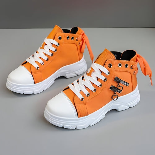 CanvasStep™ – Platform High-Top Sneakers with Zipper Details