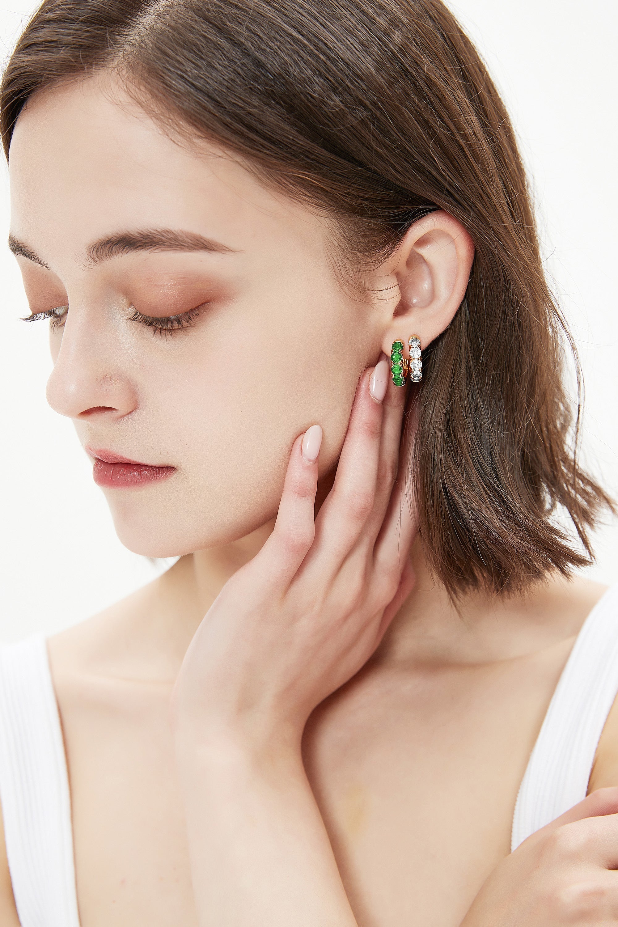 Daniela Gold Huggie Hoop Onyx Black Zirconia Earrings