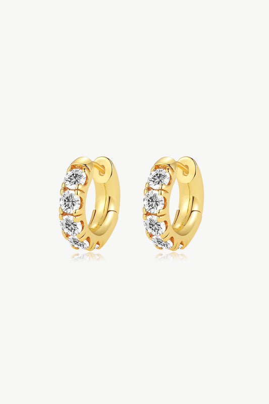 Daniela Gold Huggie Hoop Onyx Black Zirconia Earrings