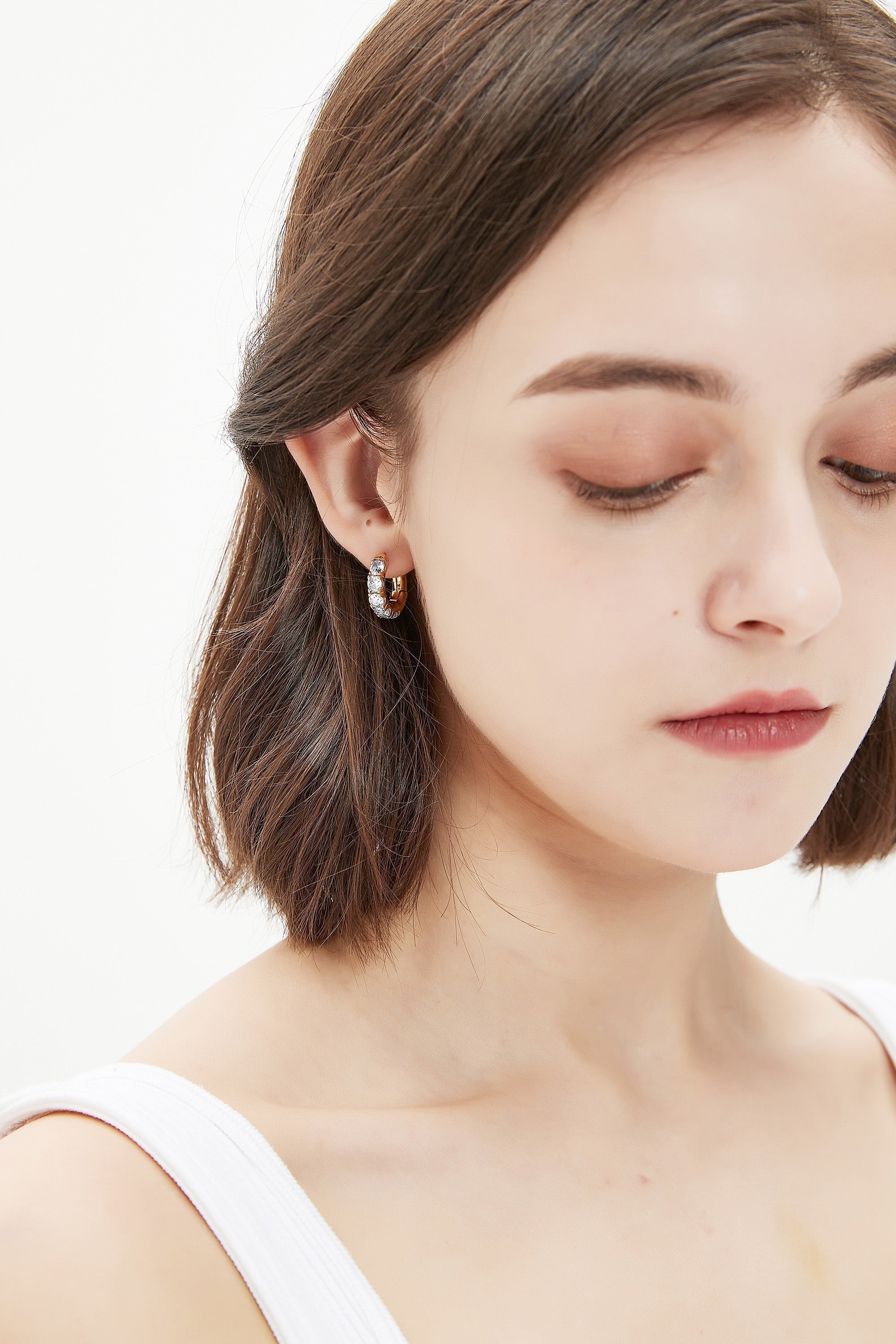 Daniela Gold Huggie Hoop Onyx Black Zirconia Earrings