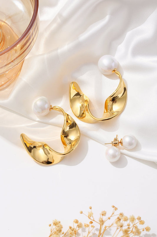 Gold Chunky Wave Hoop Earrings