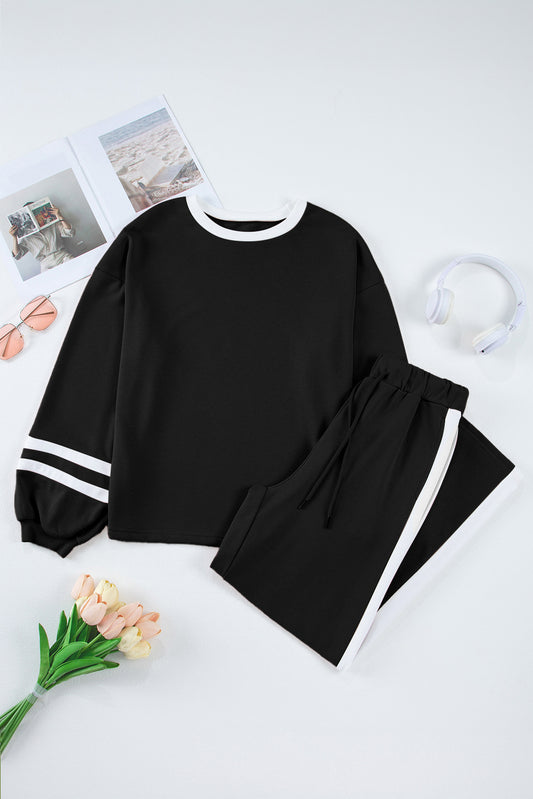 Varsity Stripe Pullover and Drawstring Pant Set