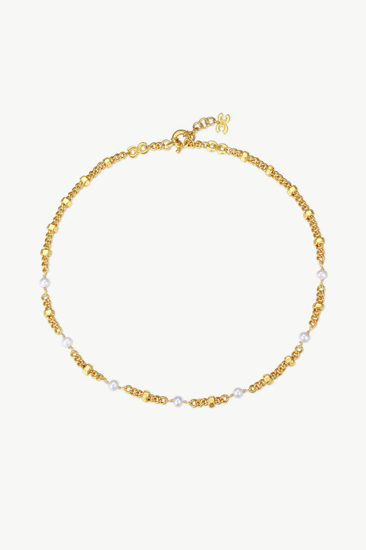 Hexagon Bead Necklace with Natural Pearls