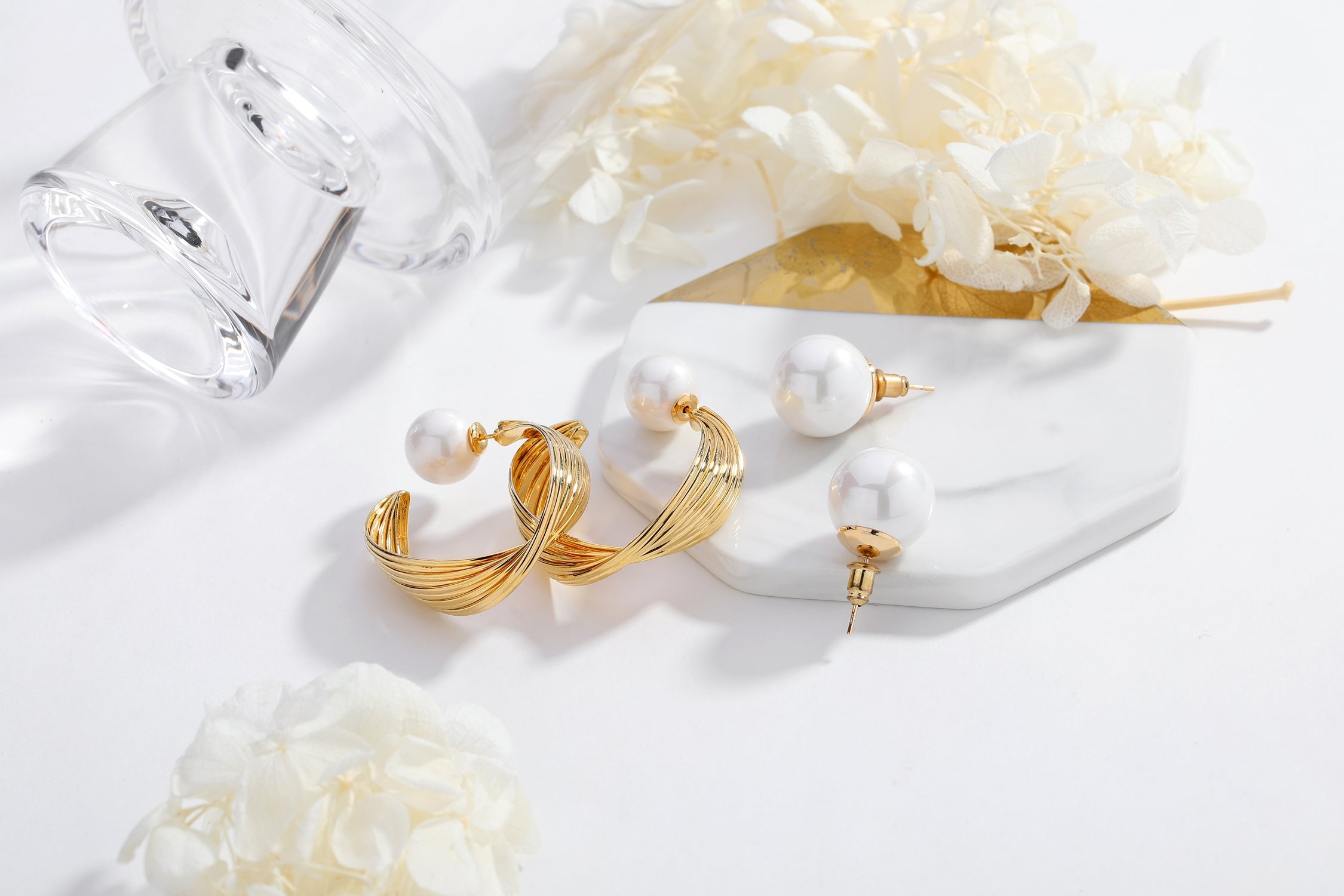 Gold Wave Hoop Earrings
