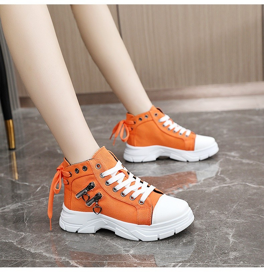 CanvasStep™ – Platform High-Top Sneakers with Zipper Details