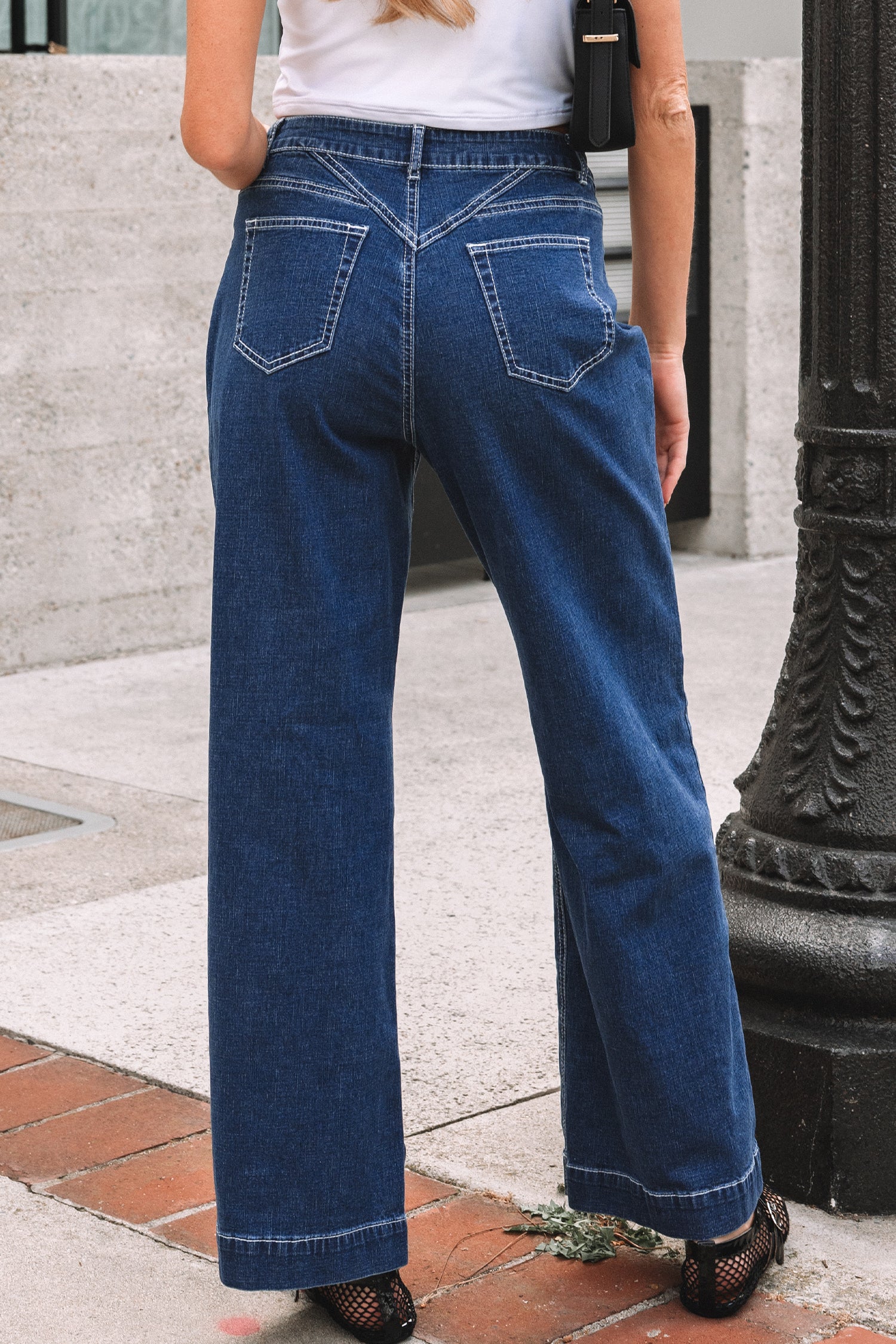 XX Denim Stitch High-Waist Cuff Jeans