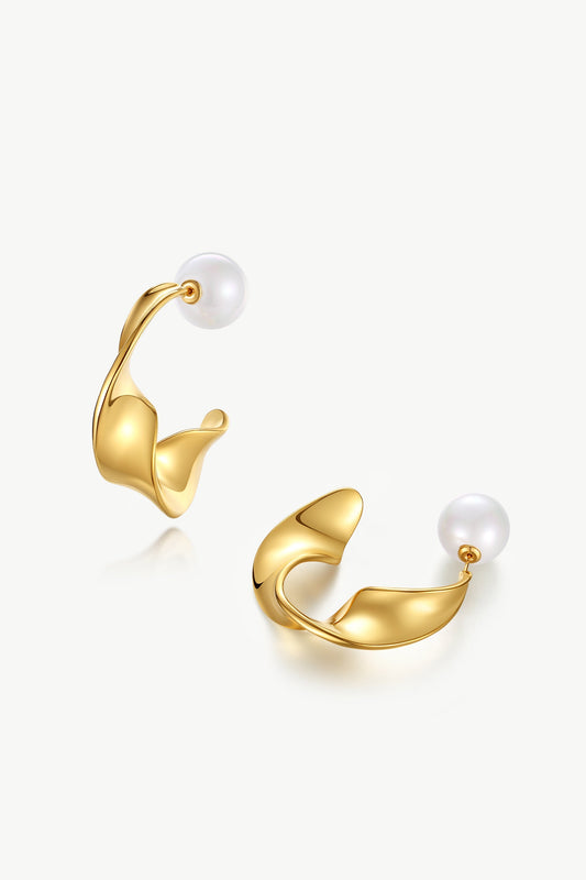 Gold Chunky Wave Hoop Earrings