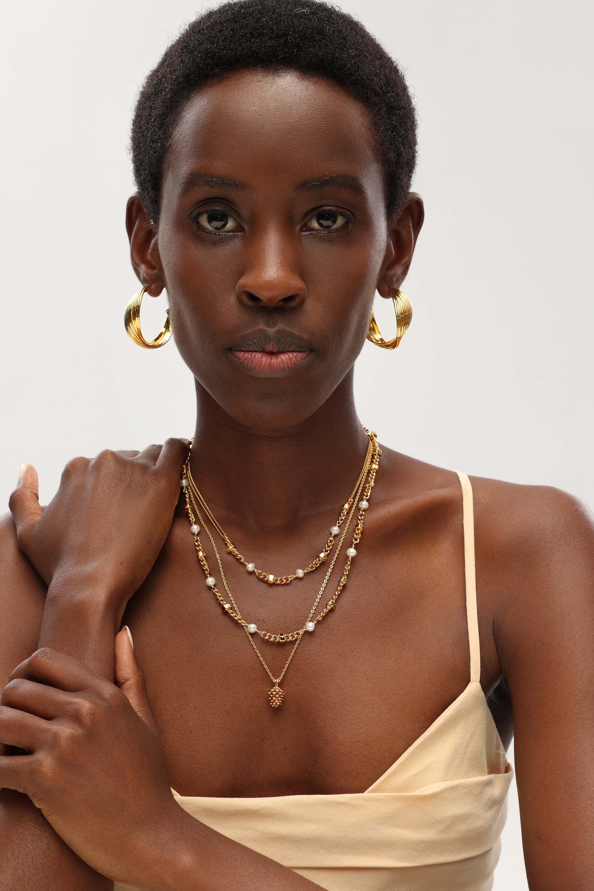 Gold Wave Hoop Earrings
