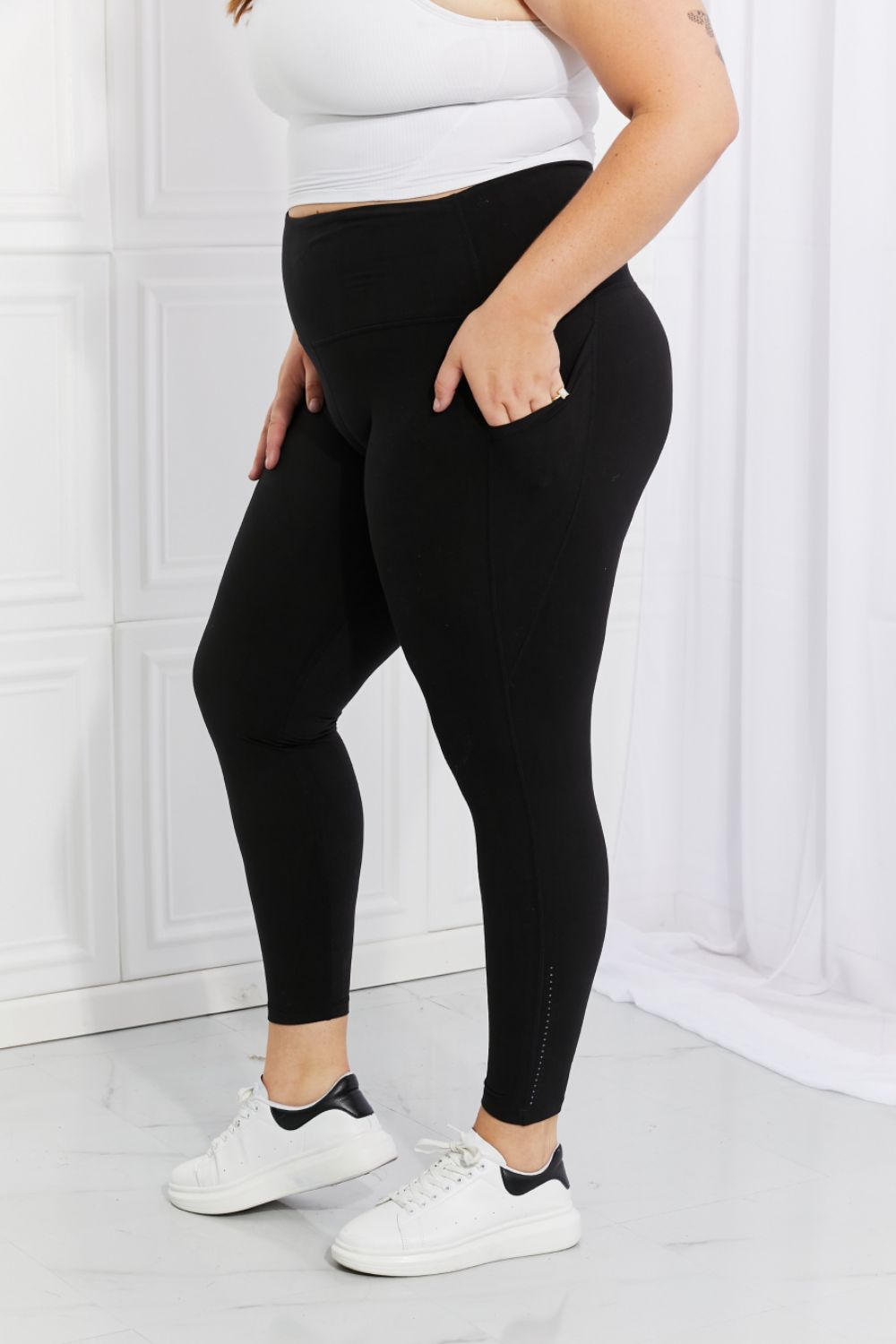Leggings Depot Full Size Strengthen and Lengthen Reflective Dot Active