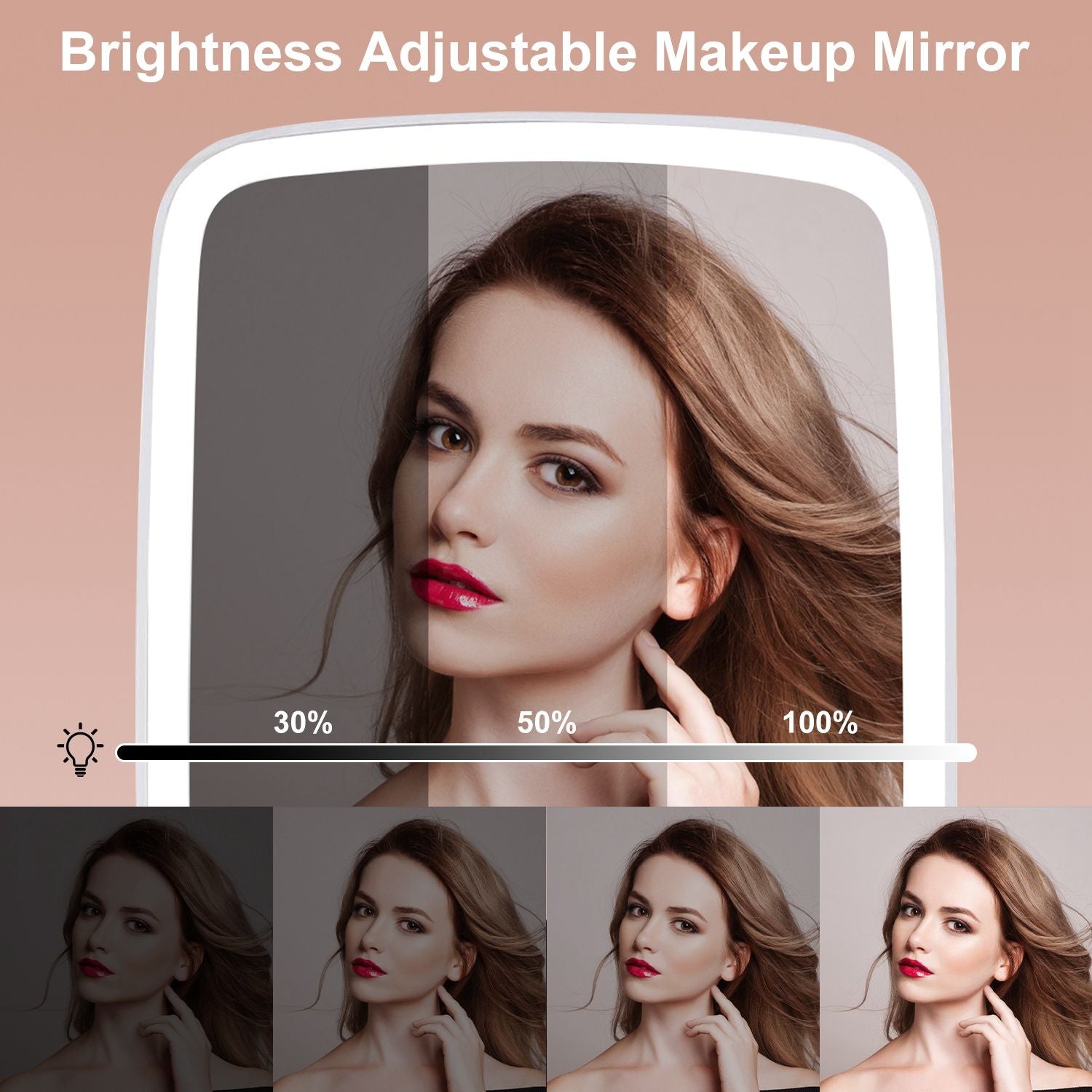 5.98x8.62in Lighted Makeup Mirror Vanity Desk Mirror Small LED Mirror