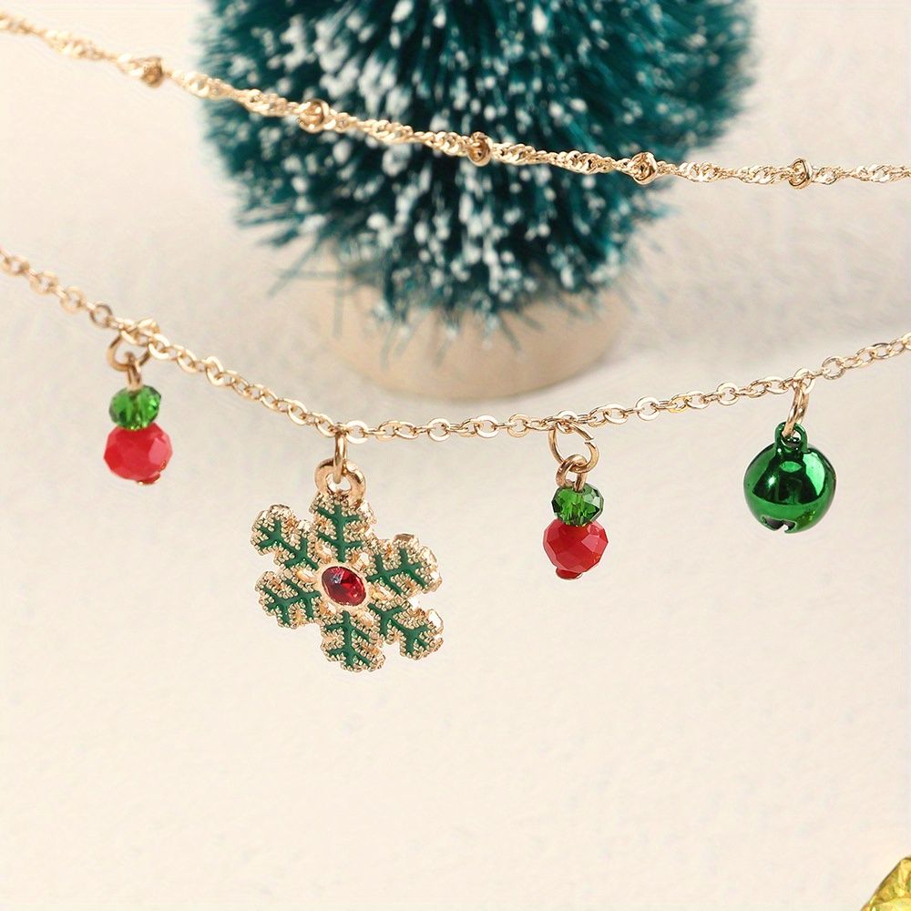 Fashionable Bell Snow Necklace Double Layer Clavicle Chain Women's