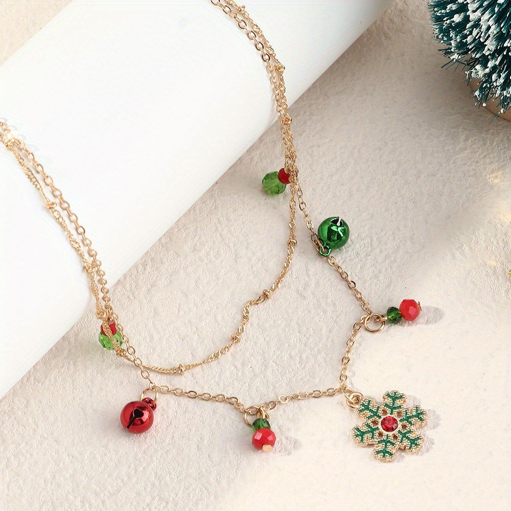 Fashionable Bell Snow Necklace Double Layer Clavicle Chain Women's