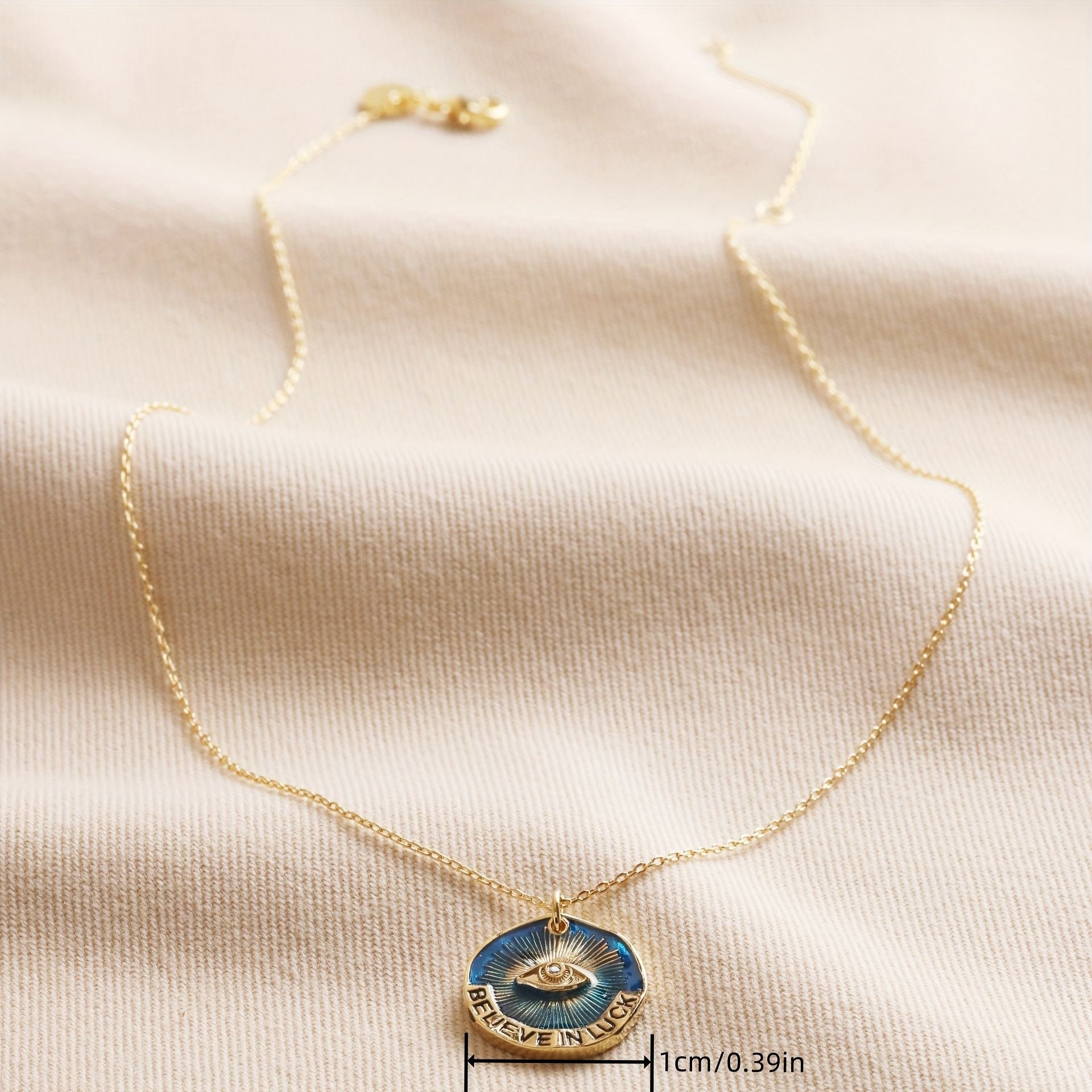 Women Necklace Believe in Luck Devil's Eye Letter Pendant Necklace
