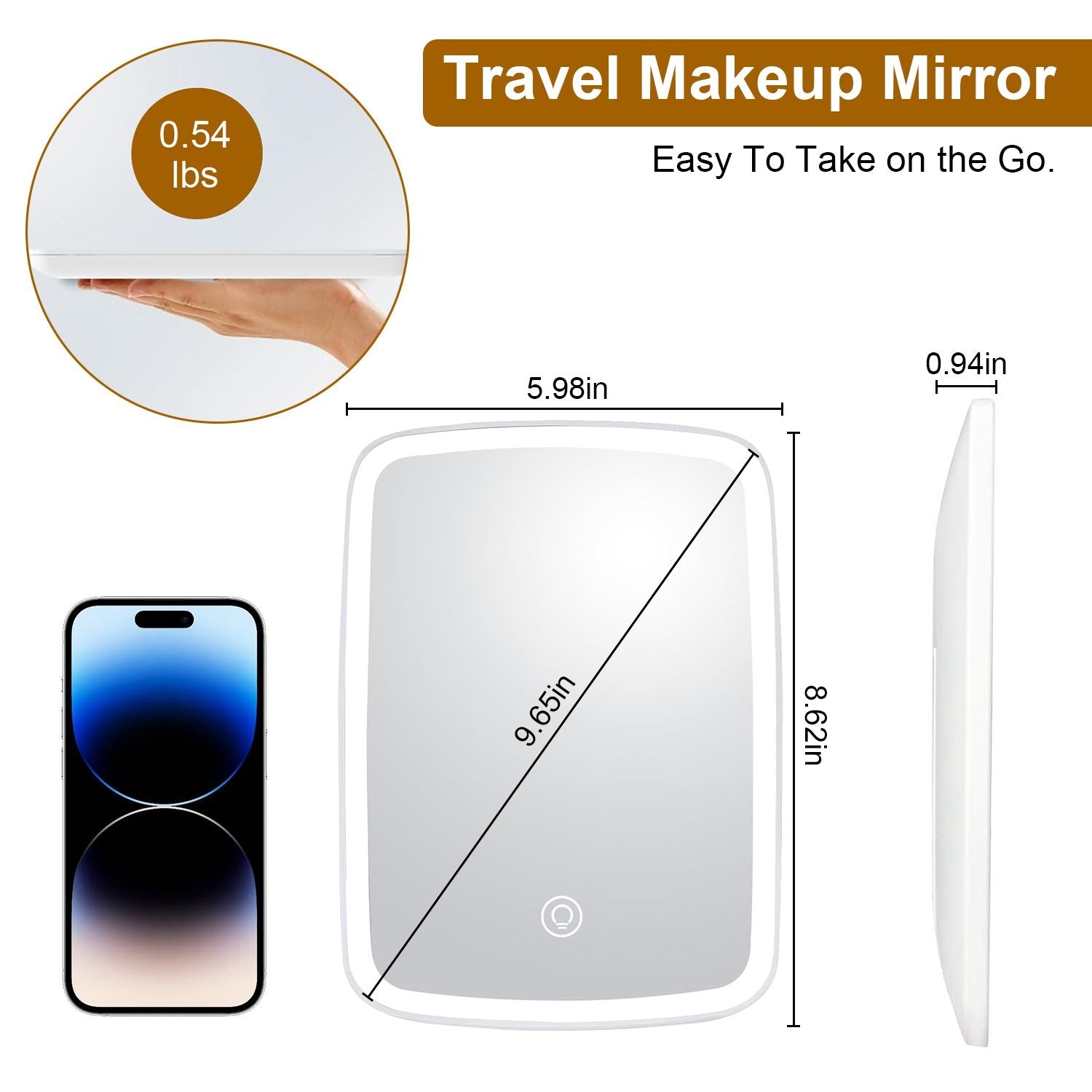 5.98x8.62in Lighted Makeup Mirror Vanity Desk Mirror Small LED Mirror