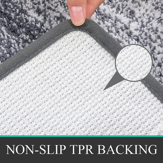 Traditional 4 Piece Microfiber Washable Bathroom Rug Set, Grey