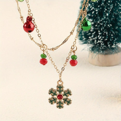 Fashionable Bell Snow Necklace Double Layer Clavicle Chain Women's