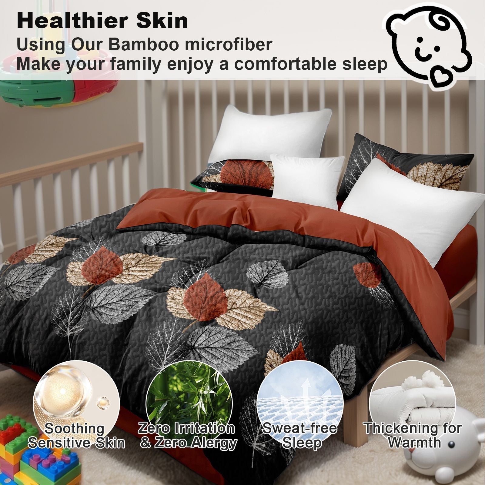 9 Piece Soft All-Season Washed Microfiber Cover Set ,